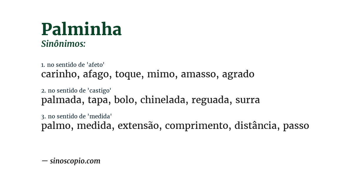 Sinônimo de palminha