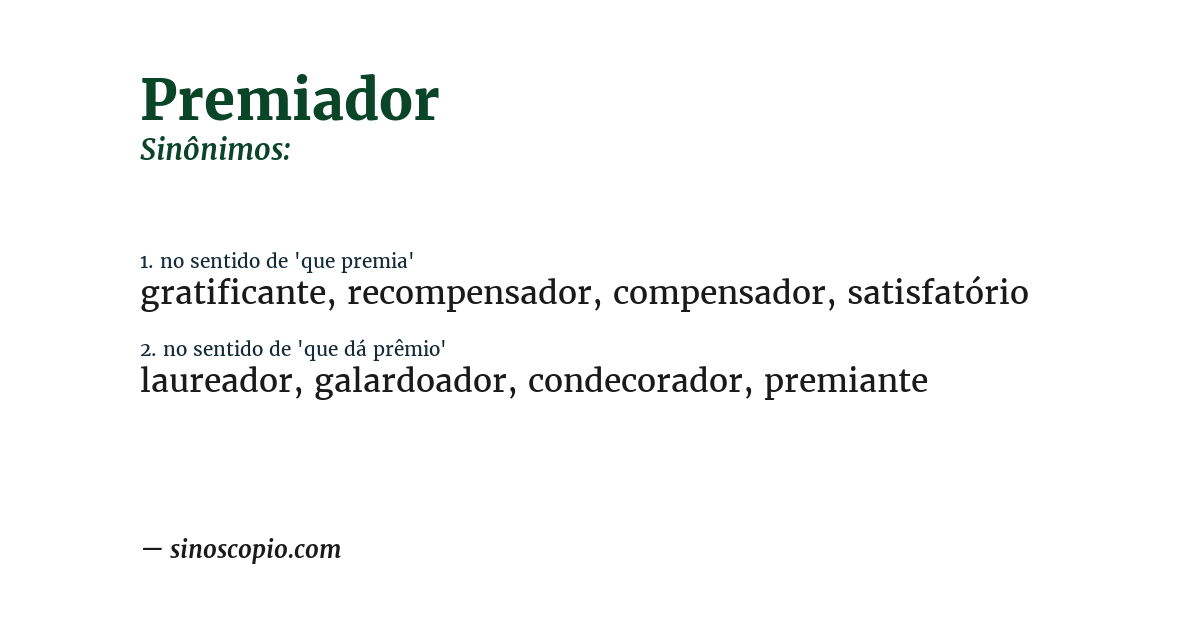 Sinônimo de premiador