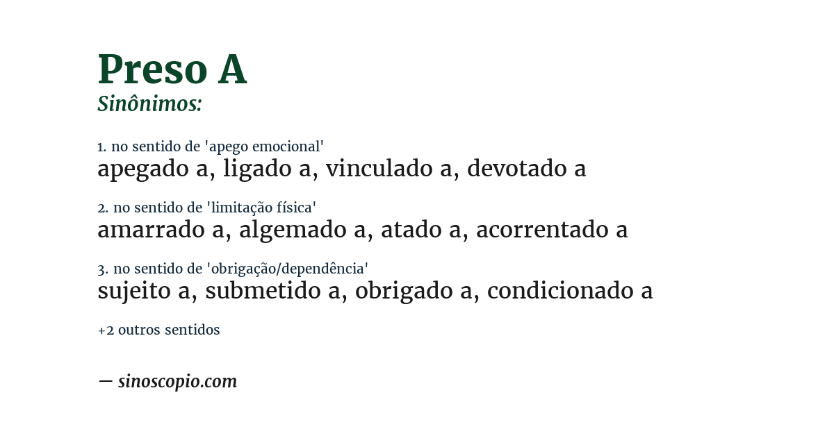 Sinônimo de preso a