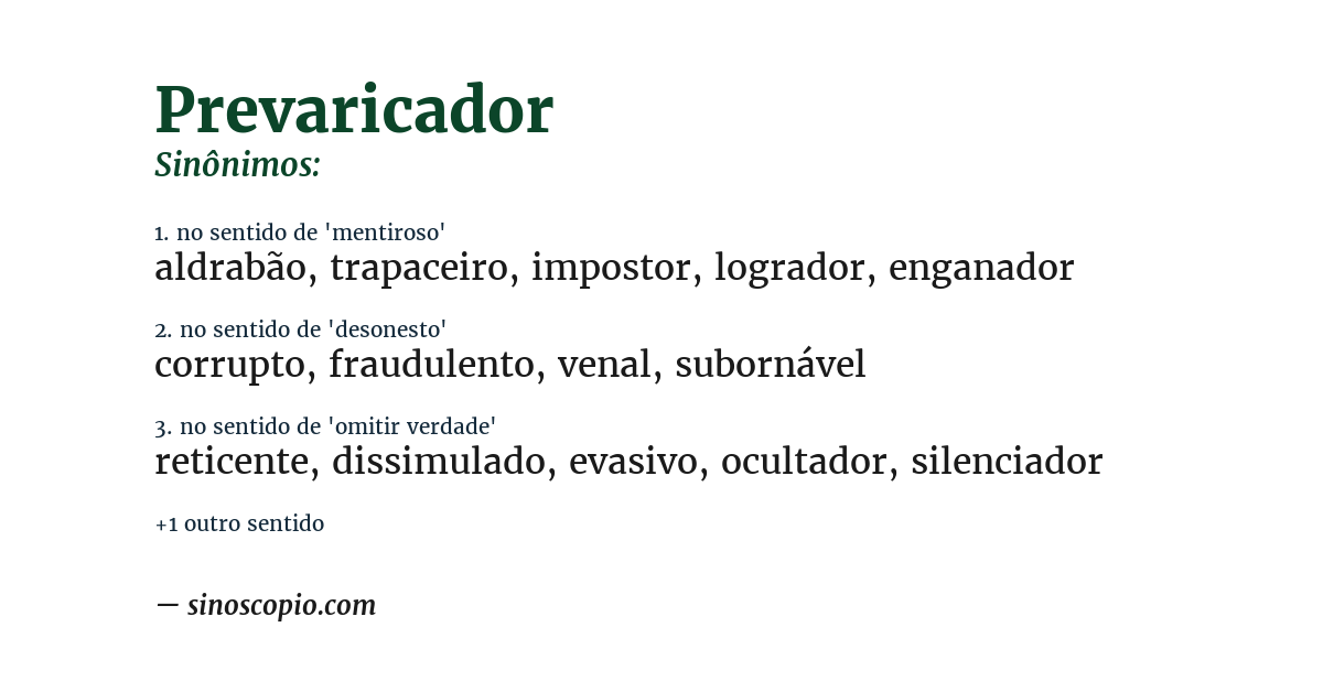 Sinônimo de prevaricador