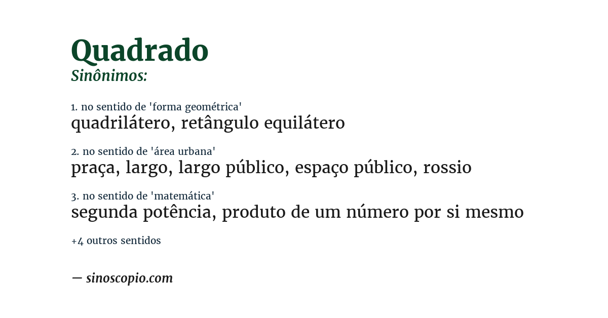 Sinônimo de quadrado