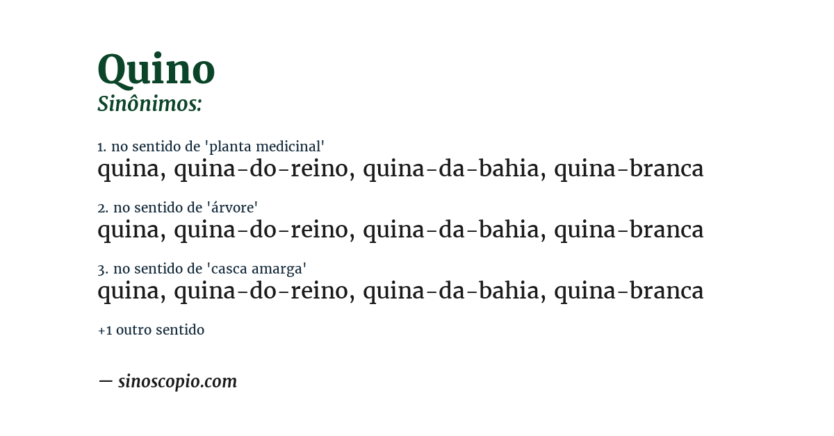 Sinônimo de quino
