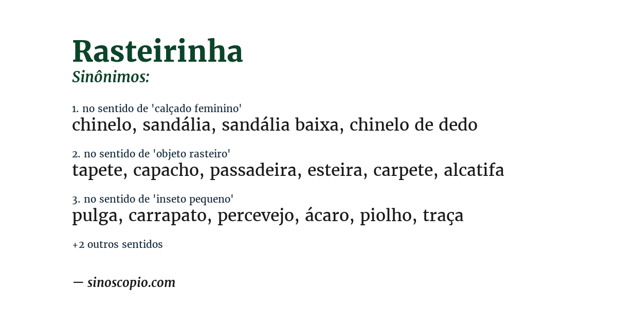 Sinônimo de rasteirinha