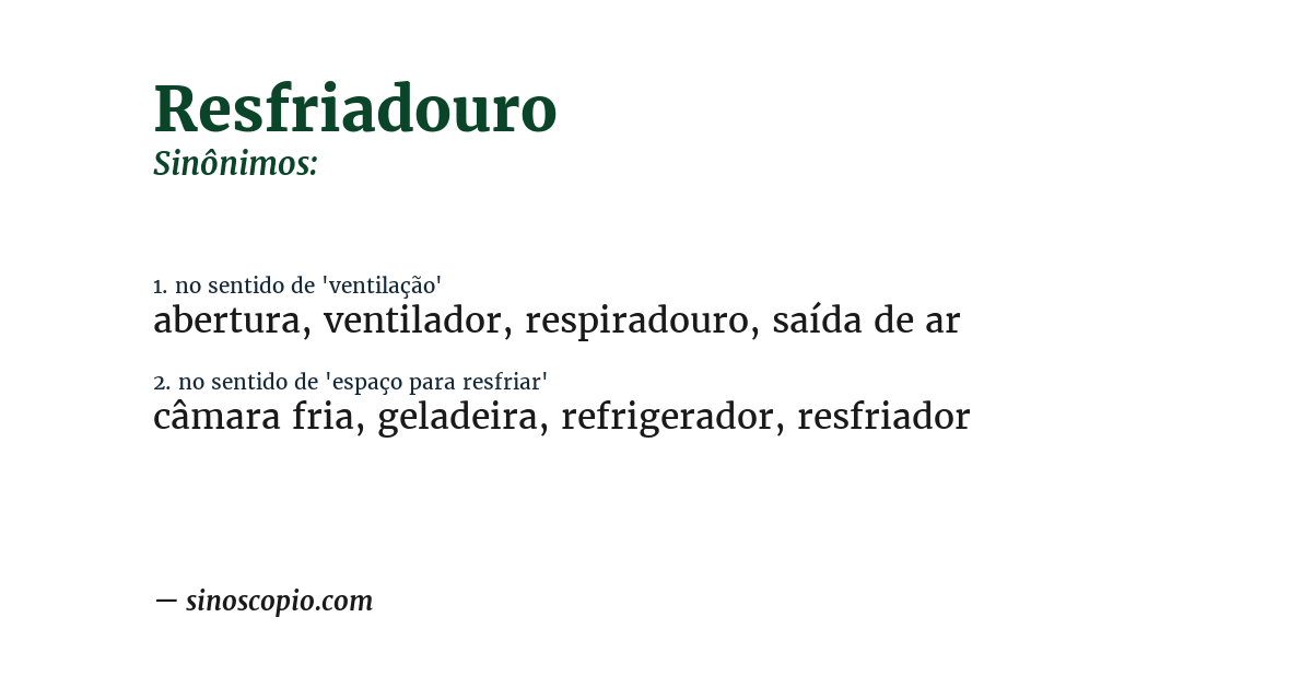 Sinônimo de resfriadouro