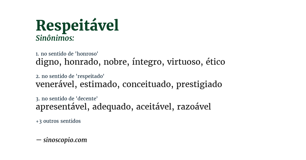 Sinônimo de respeitável