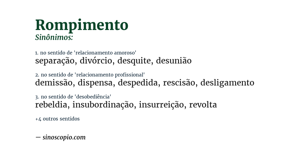 Sinônimo de rompimento