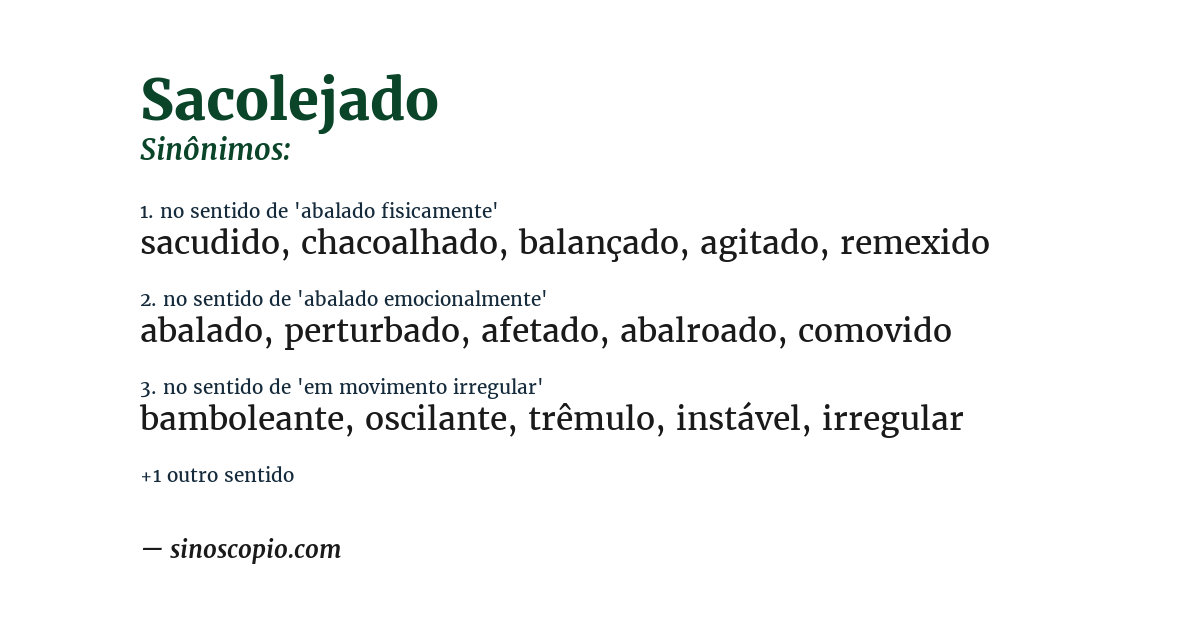 Sinônimo de sacolejado