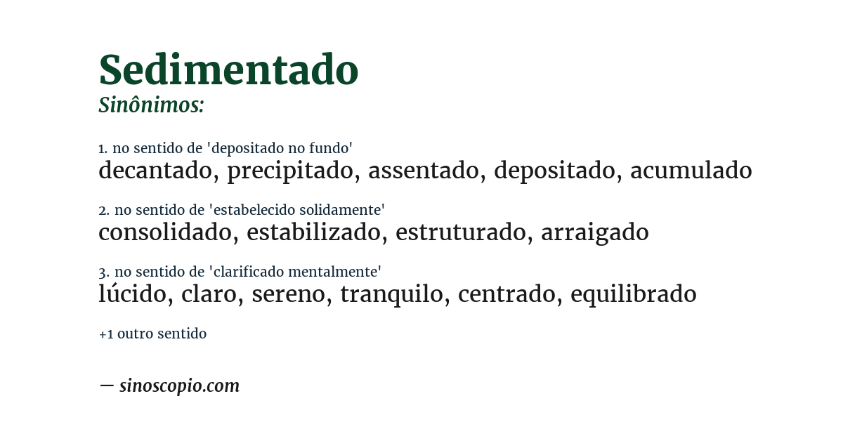 Sinônimo de sedimentado