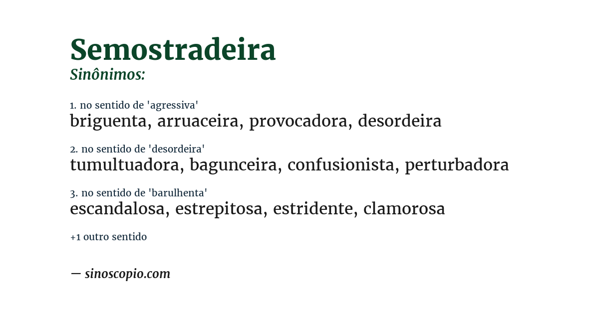 Sinônimo de semostradeira