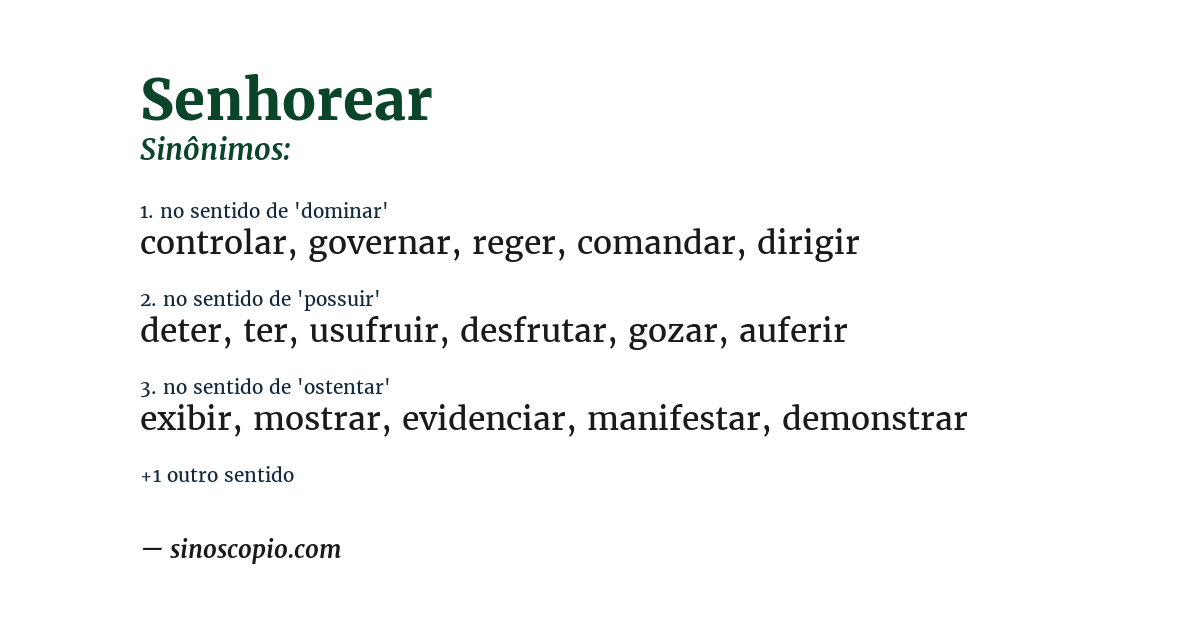 Sinônimo de senhorear