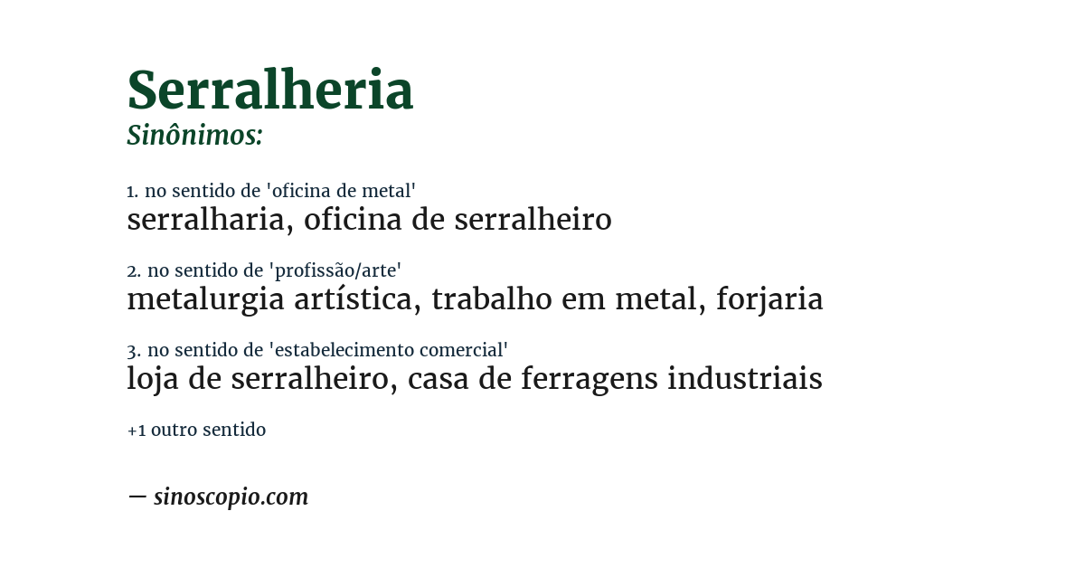 Sinônimo de serralheria