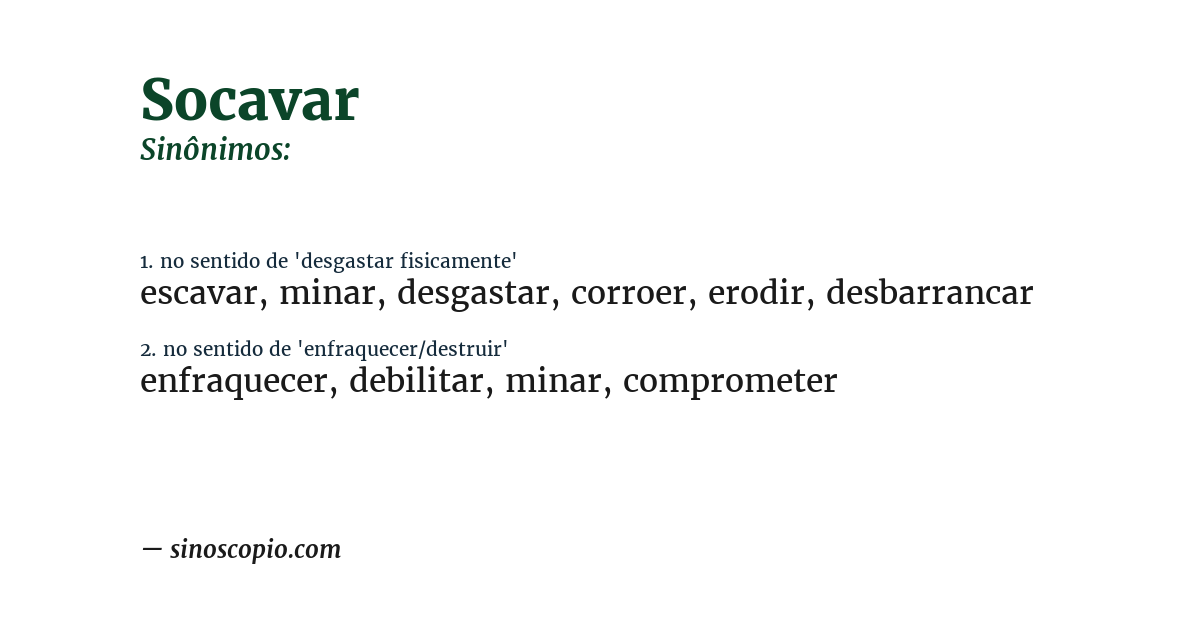 Sinônimo de socavar