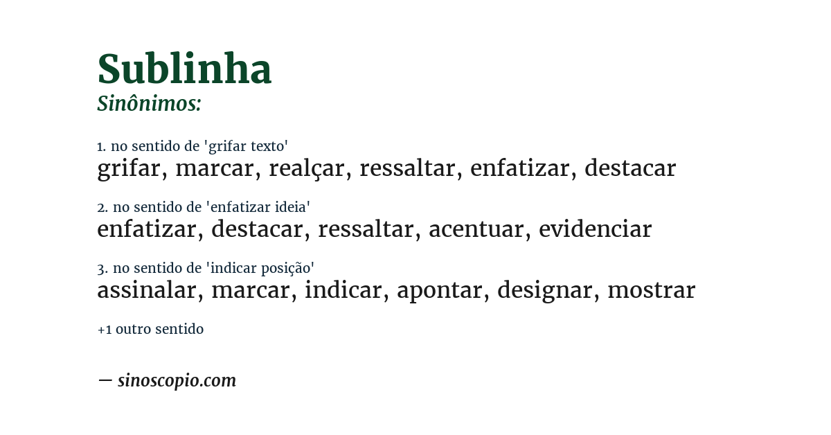 Sinônimo de sublinha