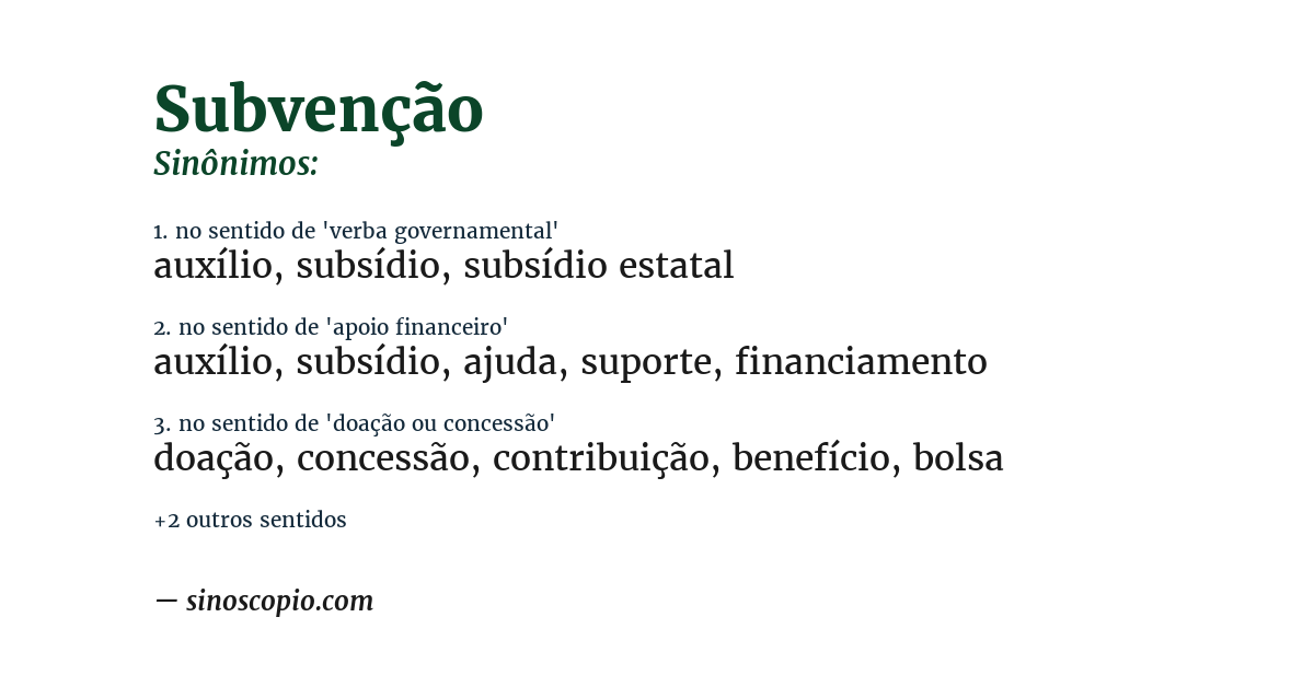 Sinônimo de subvenção