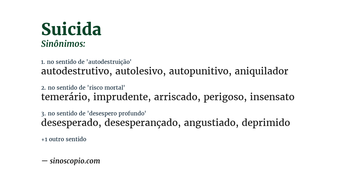 Sinônimo de suicida