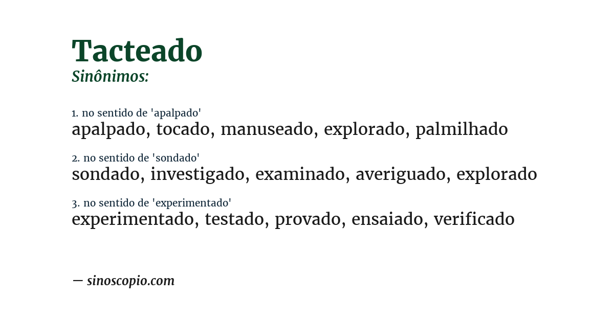 Sinônimo de tacteado