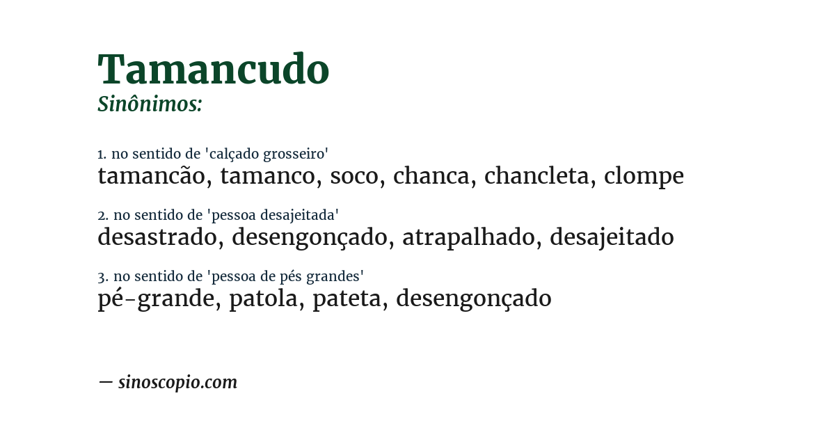 Sinônimo de tamancudo