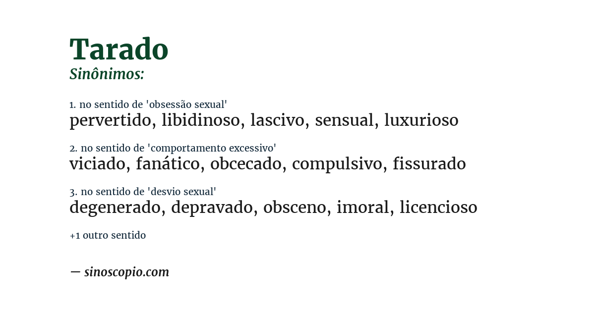 Sinônimo de tarado