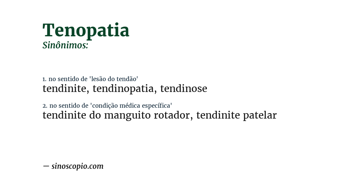 Sinônimo de tenopatia