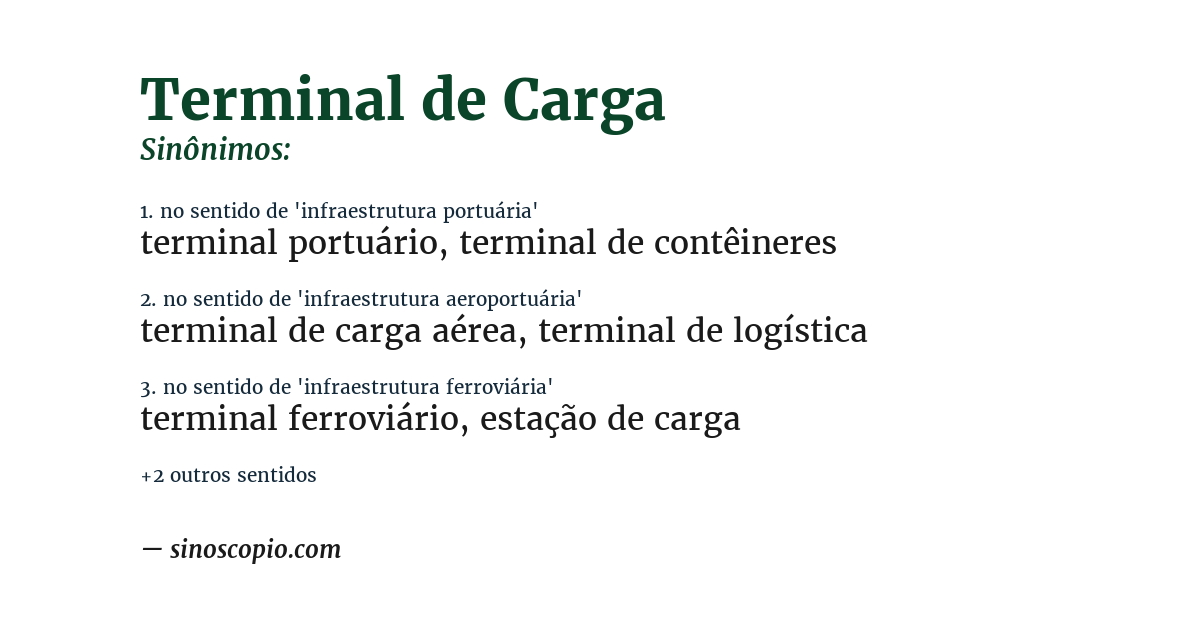 Sinônimo de terminal de carga