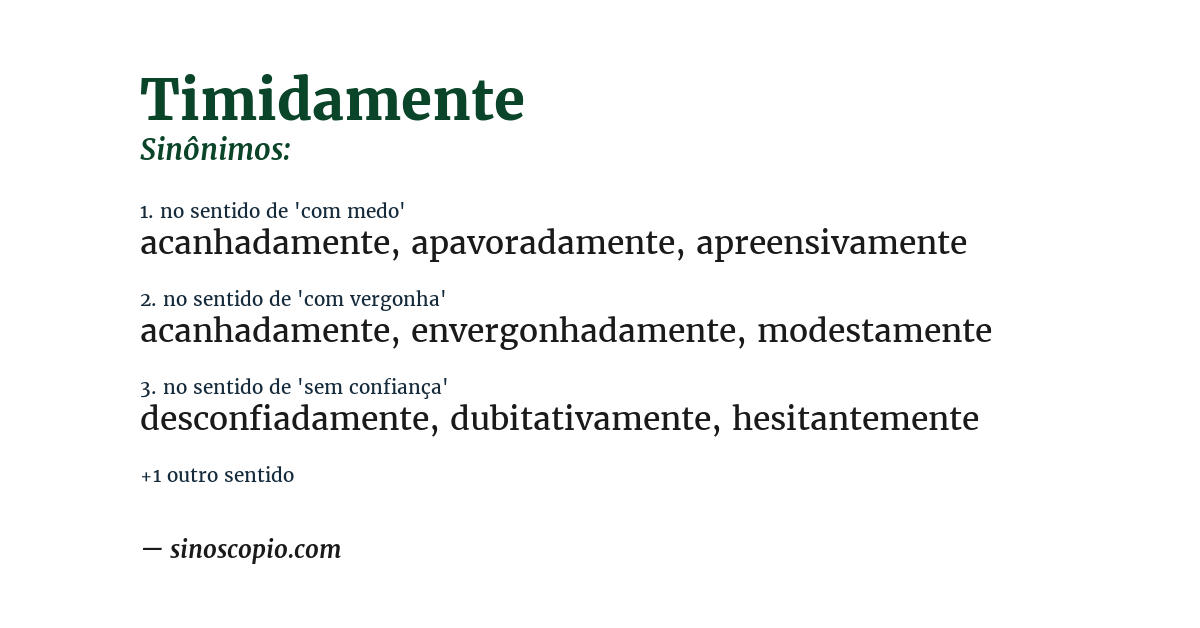 Sinônimo de timidamente