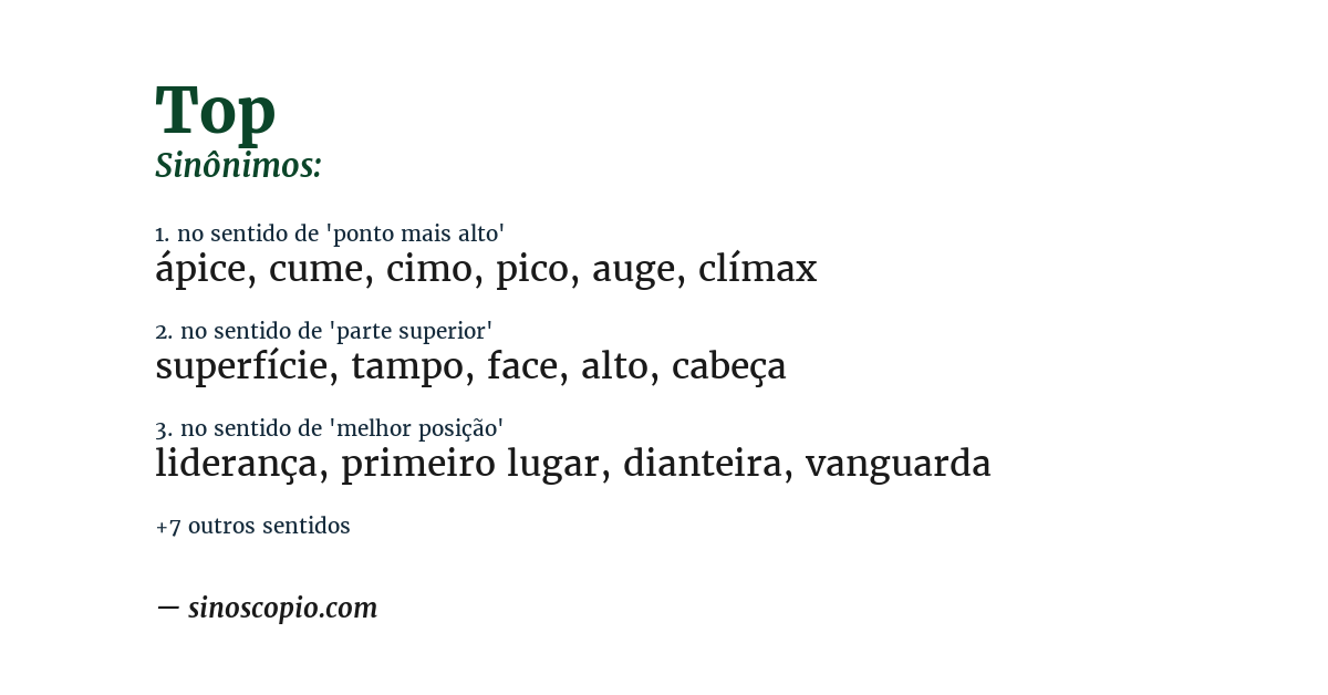 Sinônimo de top