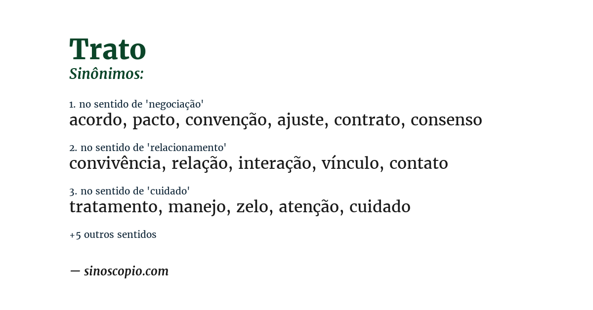 Sinônimo de trato