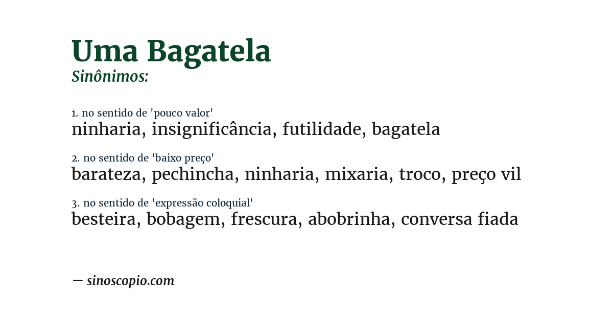 Sinônimo de uma bagatela