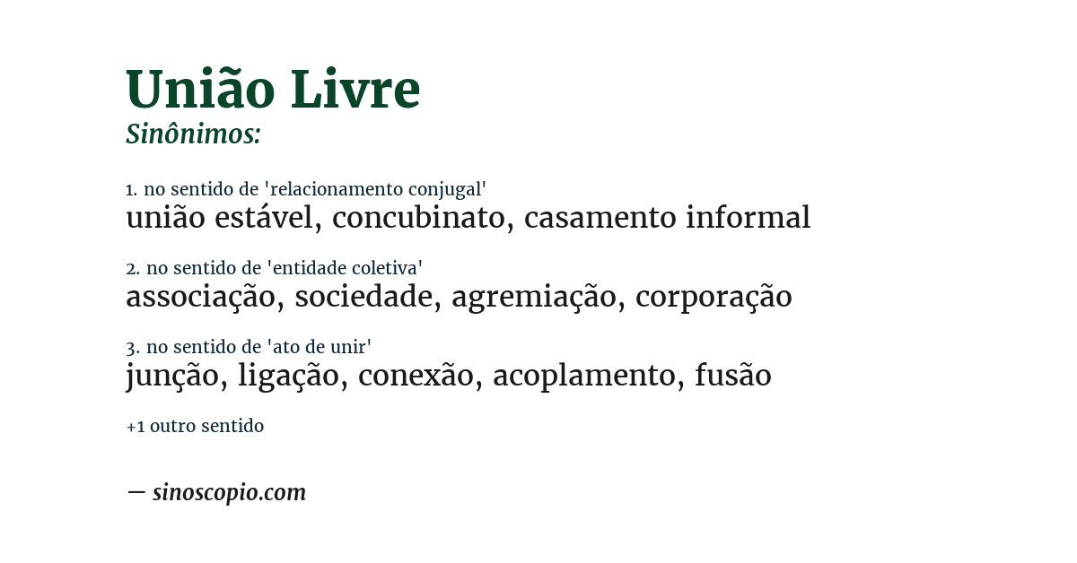 Sinônimo de união livre