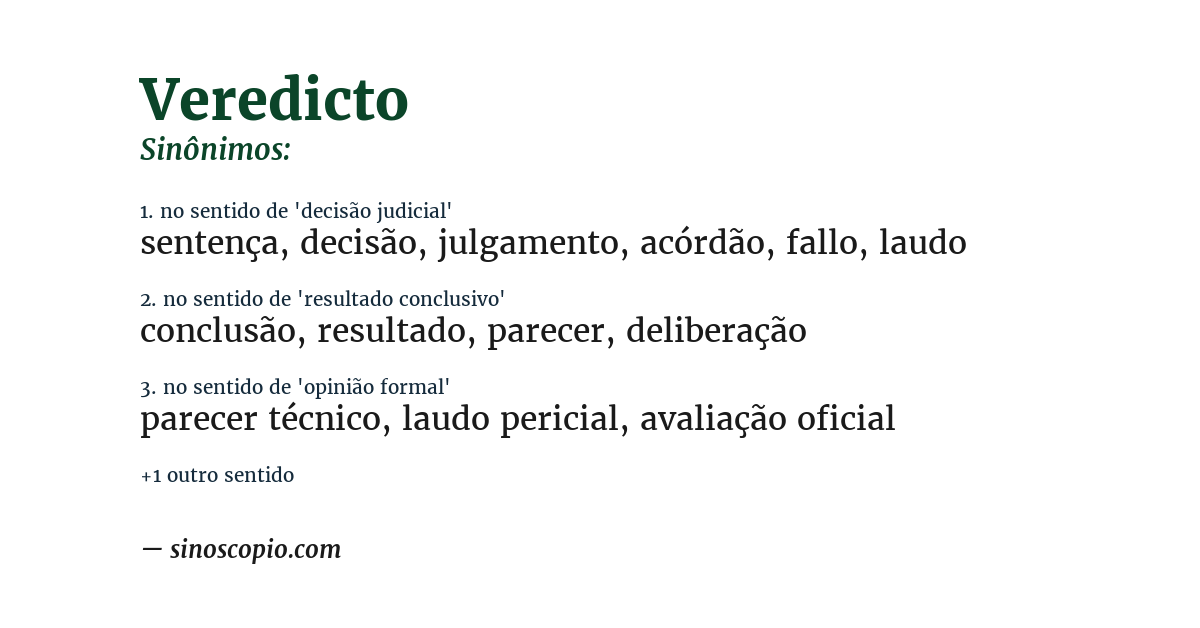 Sinônimo de veredicto