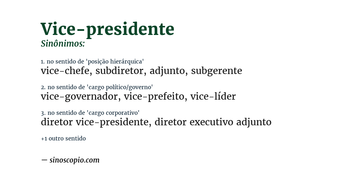 Sinônimo de vice-presidente