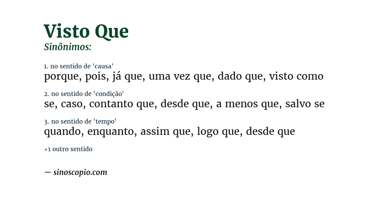 Sinônimo de visto que
