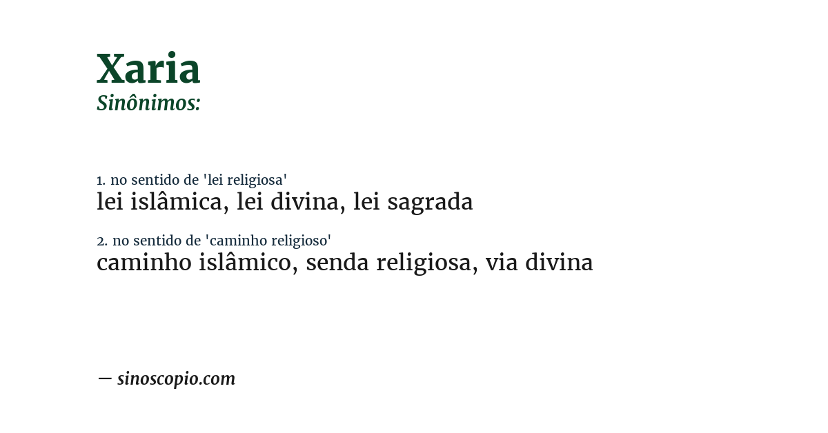 Sinônimo de xaria