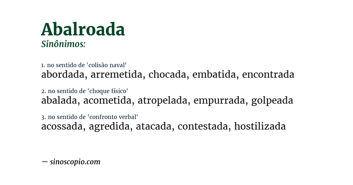 Sinônimo de abalroada