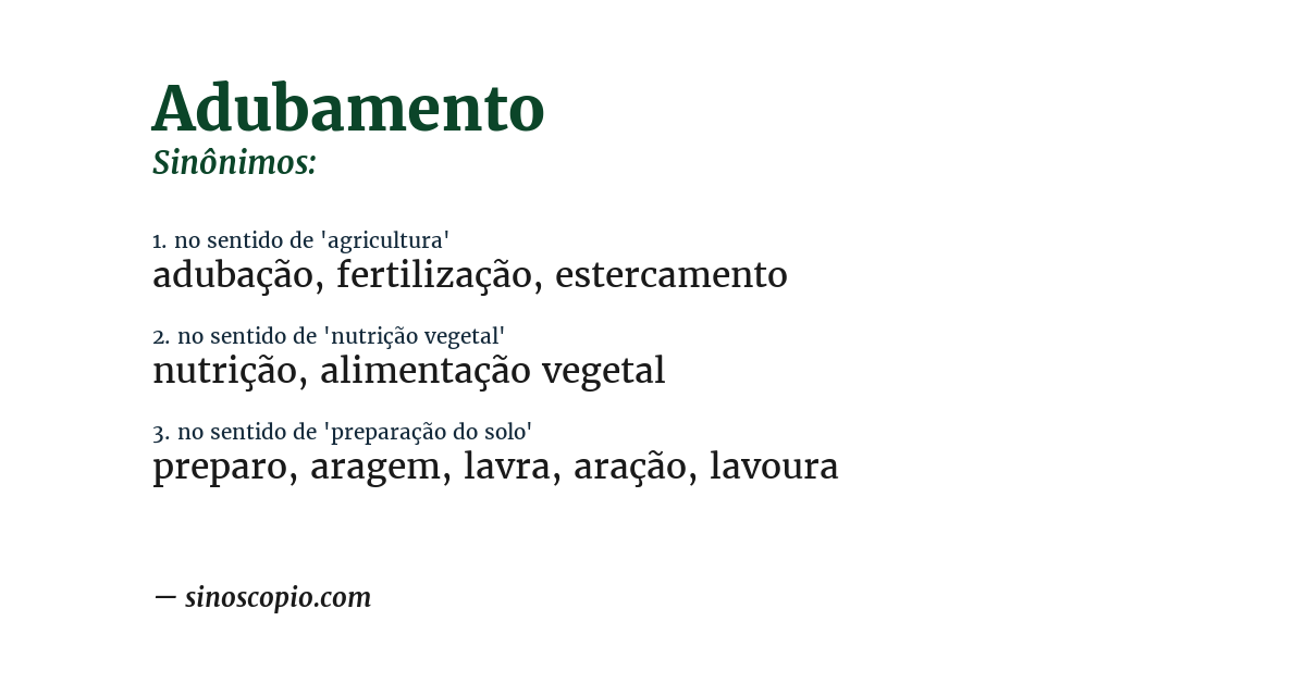 Sinônimo de adubamento