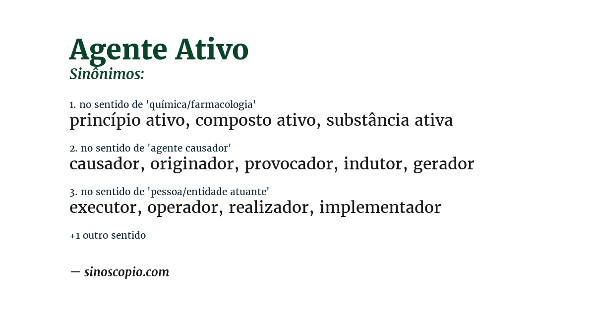 Sinônimo de agente ativo