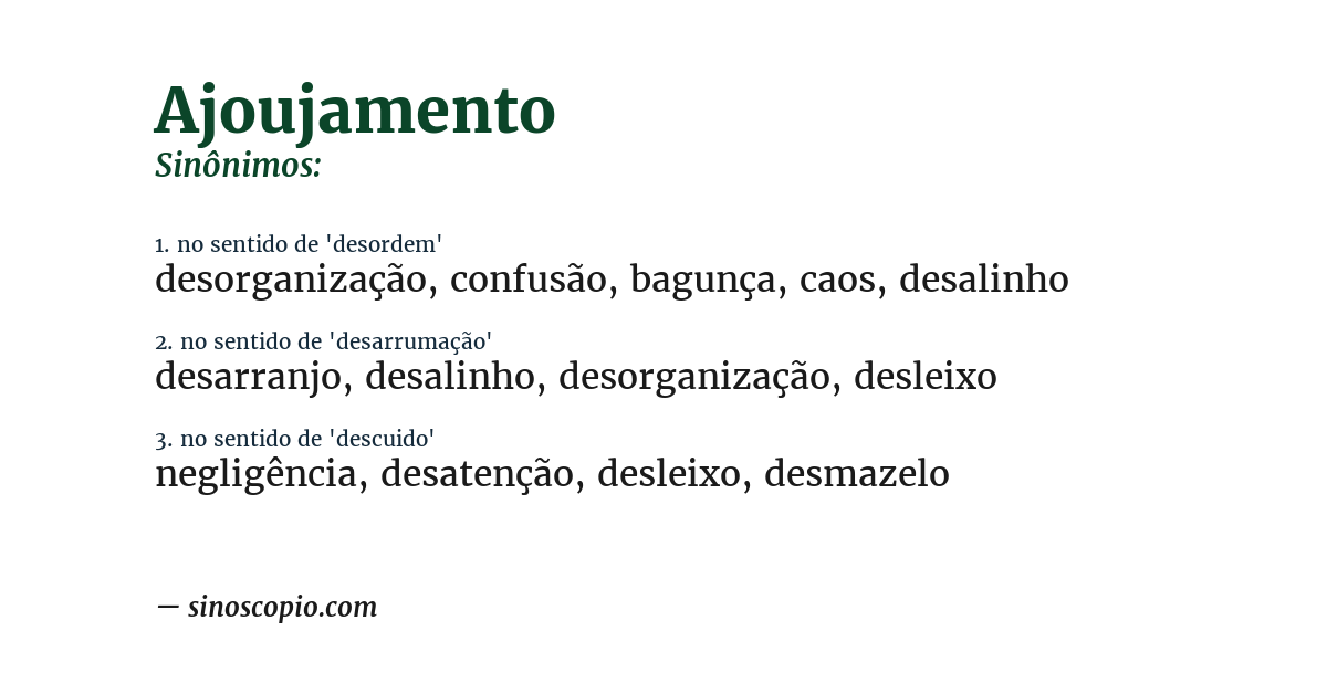 Sinônimo de ajoujamento