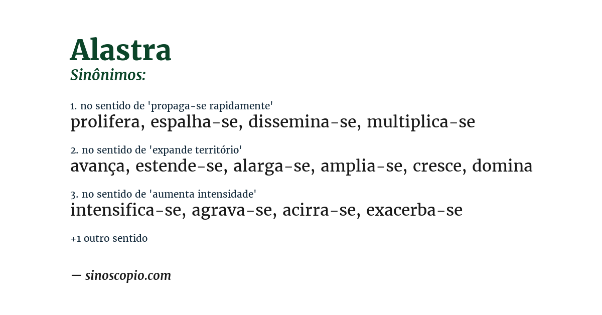 Sinônimo de alastra