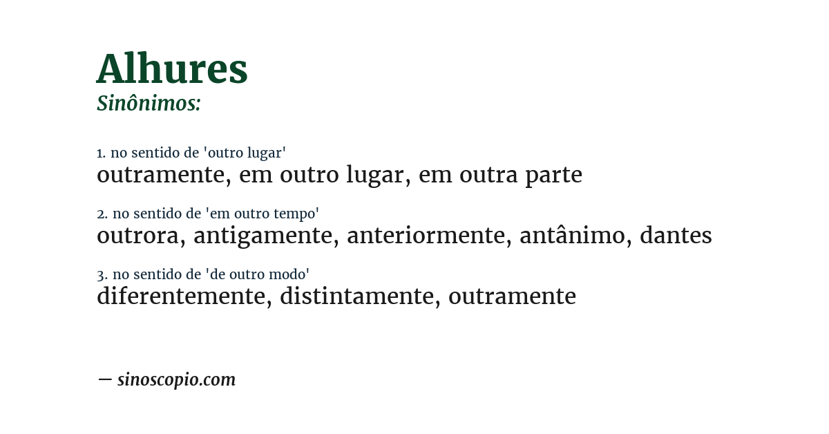 Sinônimo de alhures