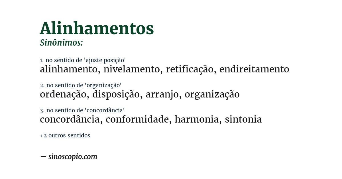 Sinônimo de alinhamentos