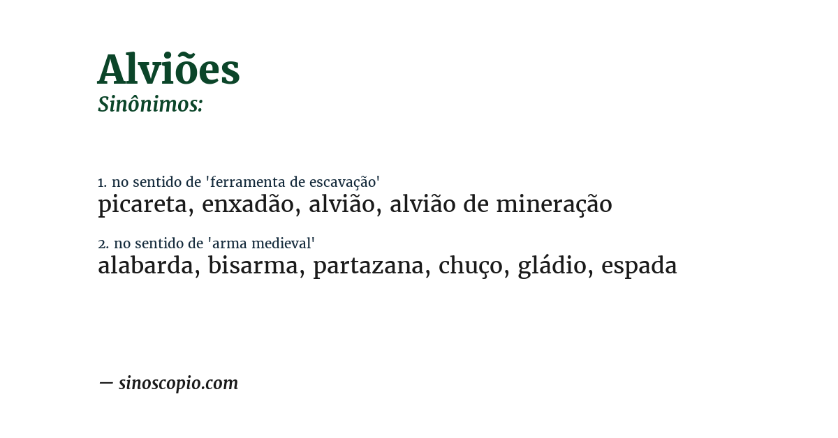 Sinônimo de alviões