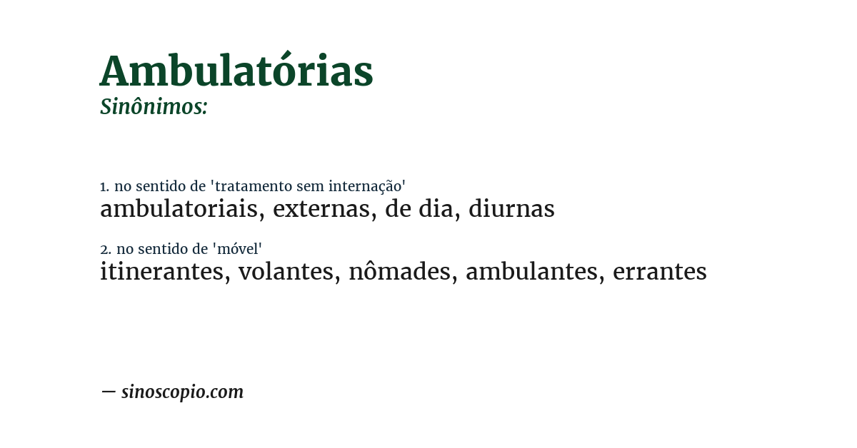 Sinônimo de ambulatórias