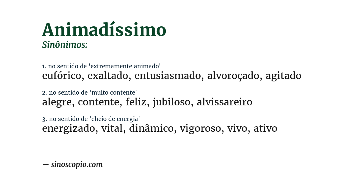 Sinônimo de animadíssimo