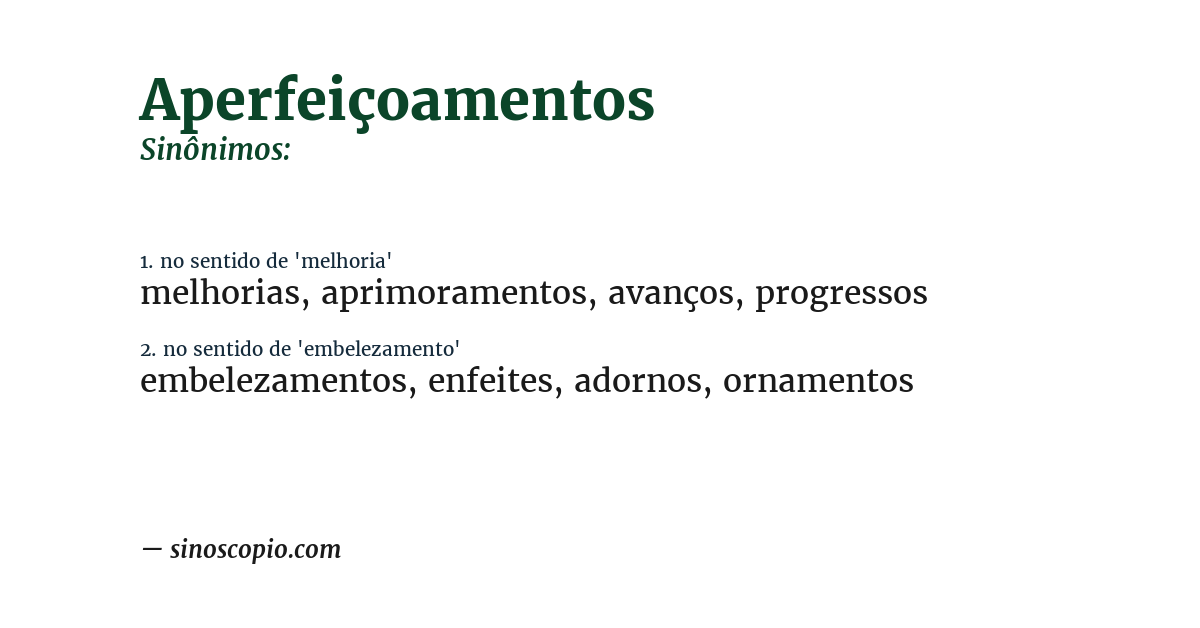 Sinônimo de aperfeiçoamentos