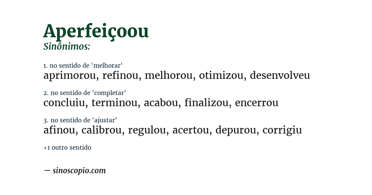 Sinônimo de aperfeiçoou