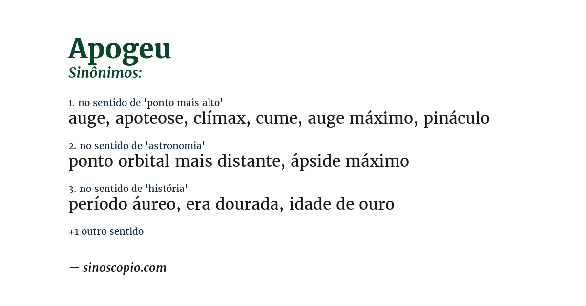 Sinônimo de apogeu