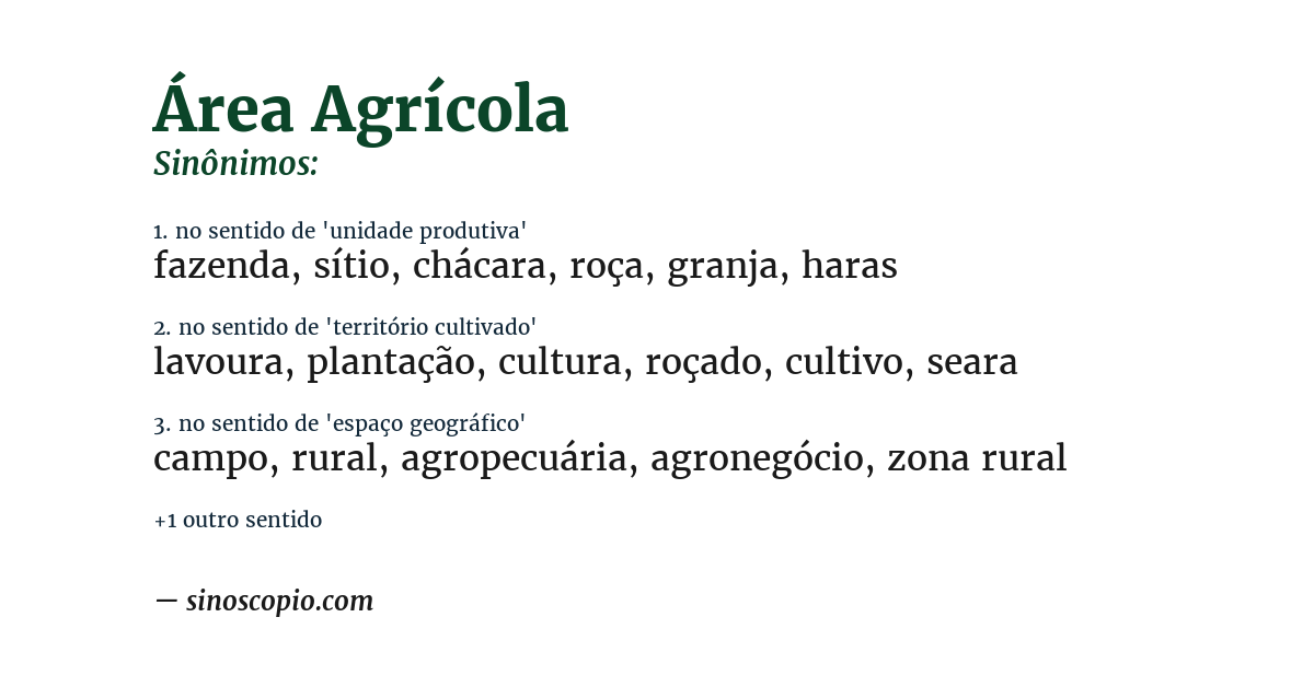 Sinônimo de área agrícola