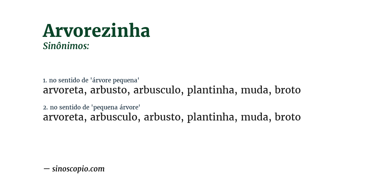Sinônimo de arvorezinha