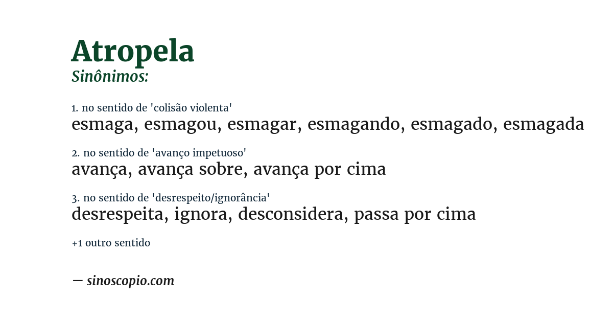 Sinônimo de atropela