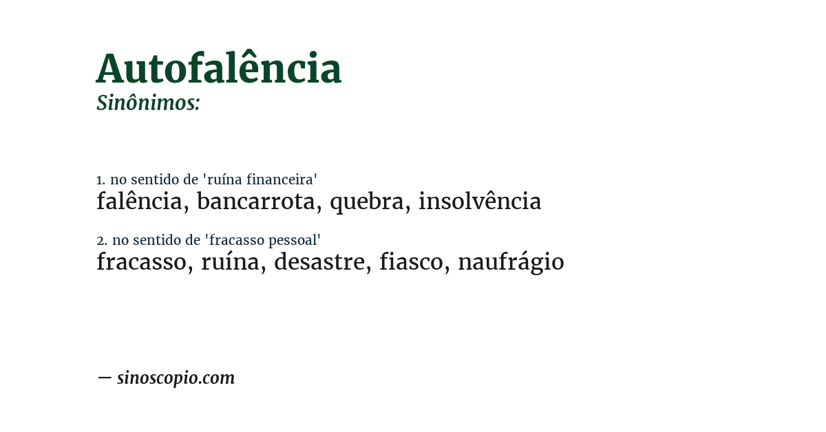 Sinônimo de autofalência